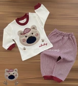 Nikuby Şapkalı Ayıcık Nakışlı Penye Takım - 1