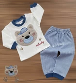 Nikuby Şapkalı Ayıcık Nakışlı Penye Takım - 2