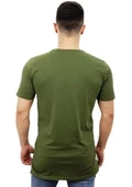 Boyu Uzun Yeşil Önü Baskılı T-Shirt - 3