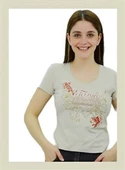 Bej Rengi Önü Baskılı T-Shirt - 2