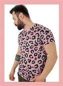 Erkek Pembe Leopar Desen T-Shirt - 3