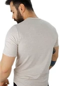 Erkek Düz Krem Renk T-Shirt thumbnail 3
