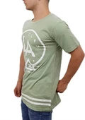 Boyu Uzun Açık Yeşil Önü Baskılı T-Shirt - 2