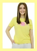 Çiçek Baskılı Sarı T-Shirt - 1