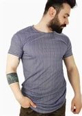 Erkek Lacivert Boyuna Çizgili T-Shirt - 3