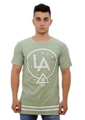 Boyu Uzun Açık Yeşil Önü Baskılı T-Shirt - 1