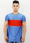 Mavi Kırmızı Şeritli T-Shirt - 1