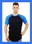 Omuz Mavi Detaylı Siyah T-Shirt thumbnail 1
