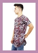 Mor Çiçek Desenli T-Shirt - 2