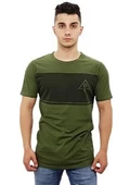Boyu Uzun Yeşil Önü Baskılı T-Shirt - 1