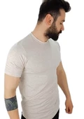 Erkek Düz Krem Renk T-Shirt thumbnail 2