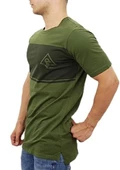 Boyu Uzun Yeşil Önü Baskılı T-Shirt - 2