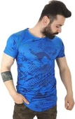 Erkek Mavi Peti Desen T-Shirt - 1