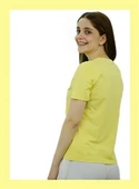 Çiçek Baskılı Sarı T-Shirt - 4