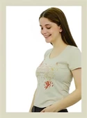 Bej Rengi Önü Baskılı T-Shirt - 4