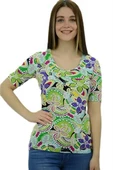 Çiçek Desenli T-Shirt - 1
