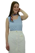 Yukarlak Yaka Mavi Bayan Atlet - 4