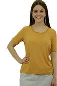 Saten Biyeli Hardal T-Shirt - 1
