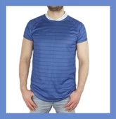 Spor Mavi Lacivert Çizgili T-shirt thumbnail 1