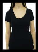 Kruvaze Yaka Siyah T-Shirt - 4