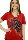 Zebra Baskılı Kırmızı T-Shirt - 1