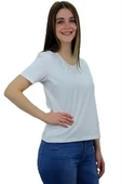 Yakası Taşlı T-Shirt - 3