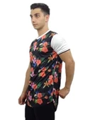 Çiçek Desenli Kolları Beyaz T-shirt 10149 - 2
