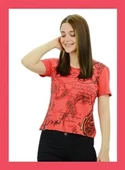 Yazı Detaylı Kırmızı T-Shirt thumbnail 1