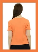 Yazı Detaylı Turuncu T-Shirt - 4