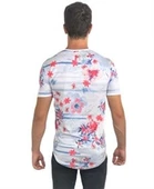 Boyu Uzun Oval Kesim Desenli T-shirt - 5