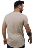 Nakışlı Erkek Tişört - Camel - 4