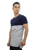 Lacivert Beyaz Çizgili T-shirt 10134 - 2