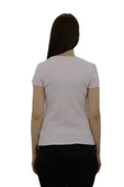 V Yaka Açık Pembe Basic T-Shirt - 4