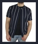 Önü Açık Boyuna Çizgili T-shirt thumbnail 1