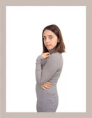 Boğazlı Kahverengi Çizgili T-shirt - 2