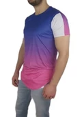 Boyu Uzun Oval Kesim Spor Mavi Tişört - 2