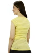 Sarı Çizgili Bayan T-Shirt - 4