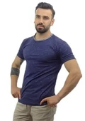 Lacivert Yakası Gri Detaylı Erkek T-shirt - 2