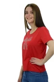 Kurdele Taşlı Kırmızı T-Shirt - 3