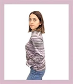 Çizgili Uzun Kollu Fermuarlı T-shirt - 2