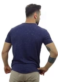 Lacivert Yakası Gri Detaylı Erkek T-shirt - 3