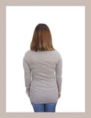 Boğazlı Kahverengi Çizgili T-shirt - 3