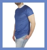 Spor Mavi Lacivert Çizgili T-shirt thumbnail 4