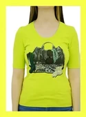 Çanta Baskılı Neon Yeşili T-Shirt - 3