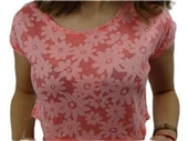 Crop Nar Çiçeği T-Shirt - 4