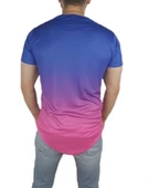 Boyu Uzun Oval Kesim Spor Mavi Tişört - 4