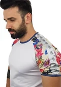 Omuz Desenli Erkek Tişört - Beyaz - 3