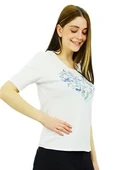 Aksesuar Baskılı Beyaz T-Shirt - 2