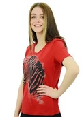 Zebra Baskılı Kırmızı T-Shirt - 3