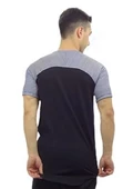 Siyah Omuzu Çizgili T-shirt 10141 thumbnail 2